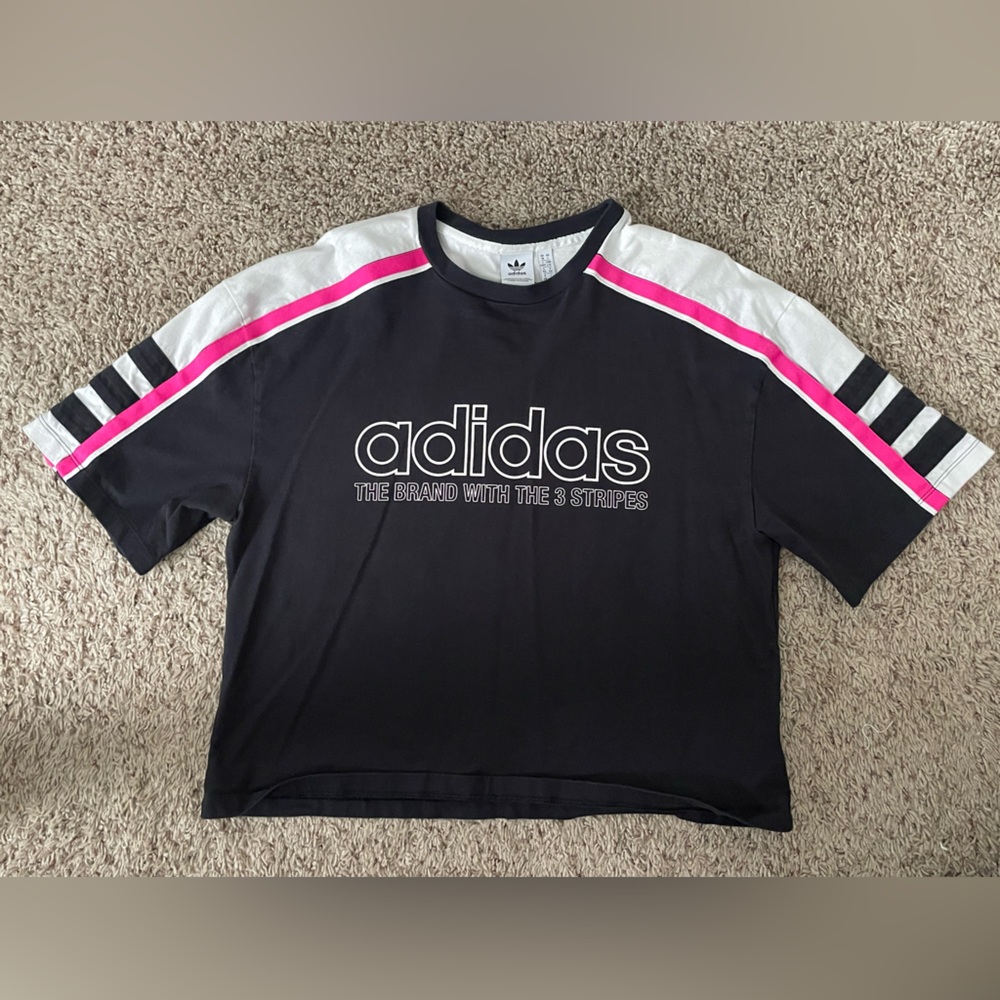 Adidas Black and Pink T-Shirt